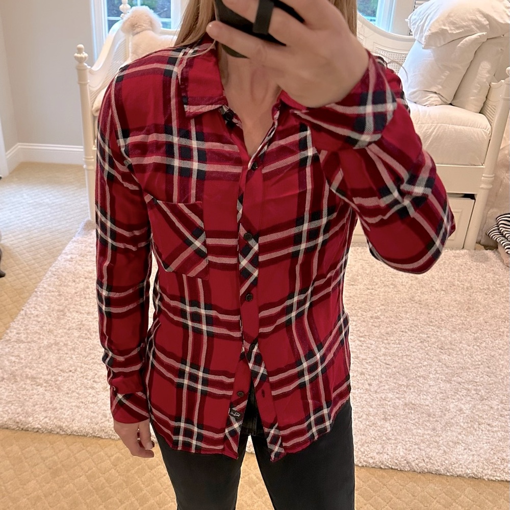 Rails Button Down Shirt. Red/Black/White Plaid. S… - image 5
